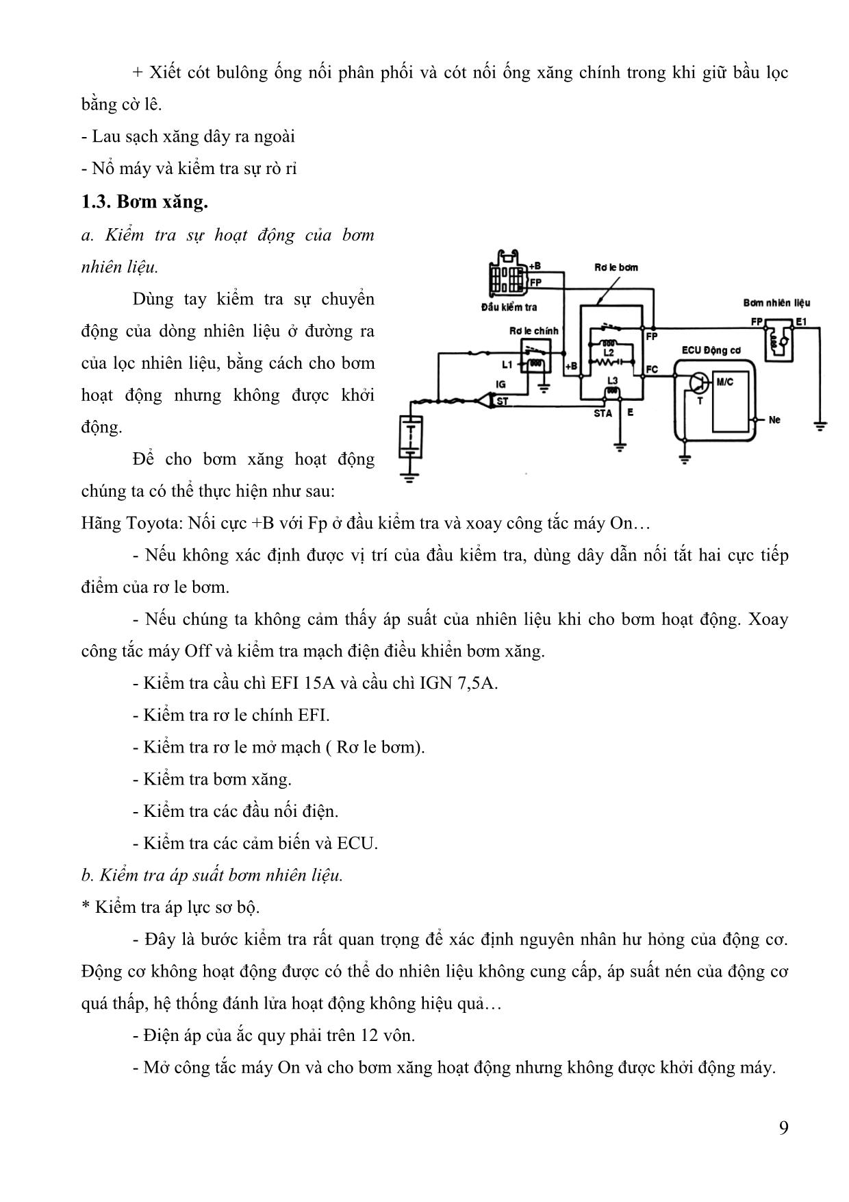 Giáo trình mô đun Bảo dưỡng và sửa chữa hệ thống phun xăng điện tử trang 9