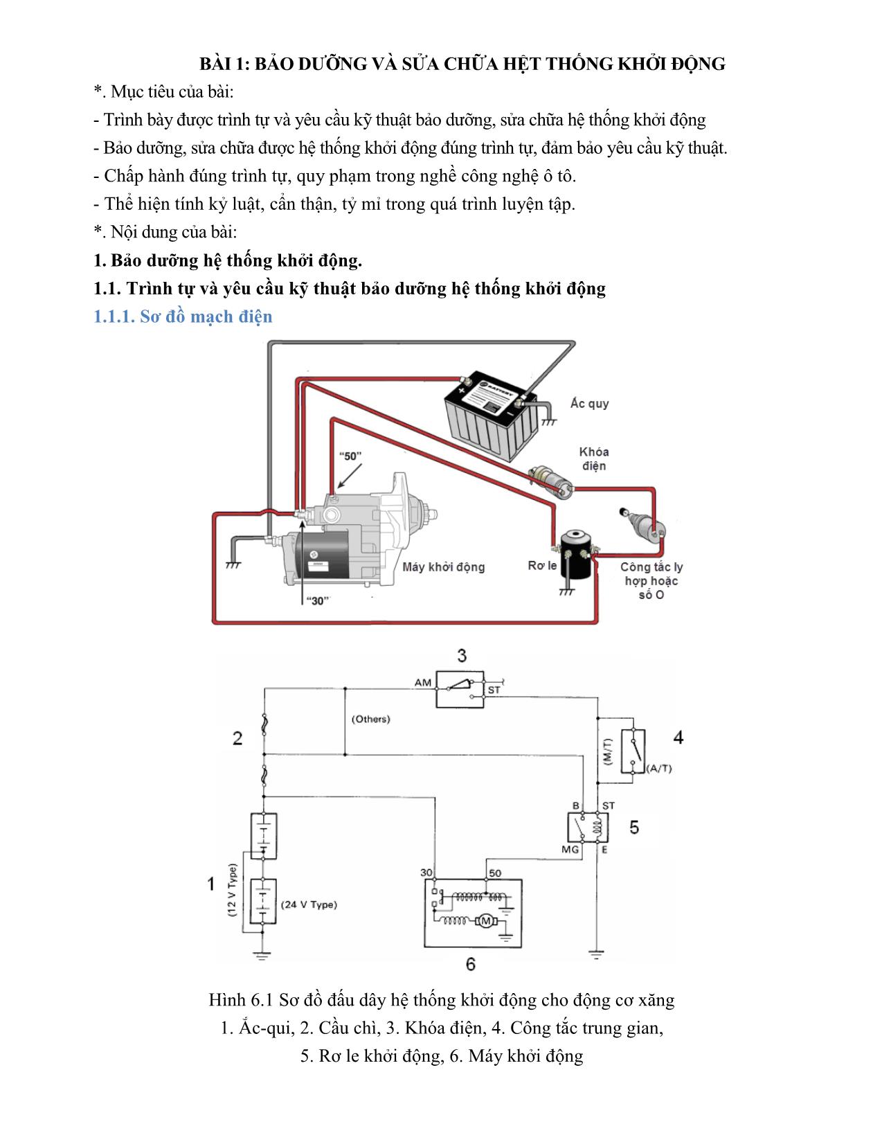 Giáo trình Bảo dưỡng và sửa chữa hệ thống trang bị điện ô tô trang 3