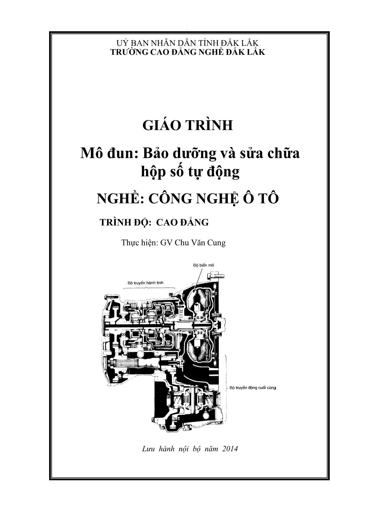 Giáo trình mô đun Bảo dưỡng và sửa chữa hộp số tự động trang 1