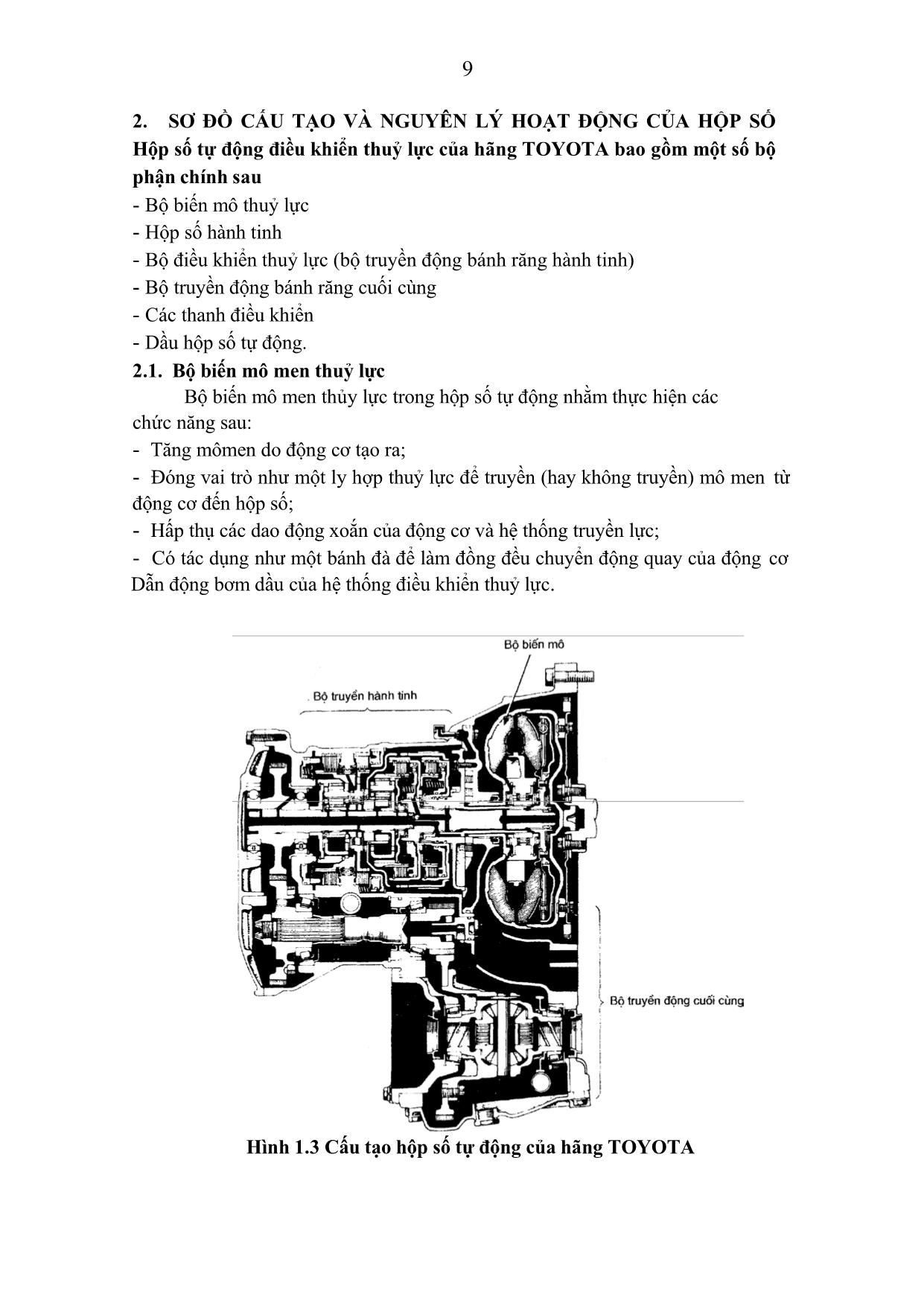 Giáo trình mô đun Bảo dưỡng và sửa chữa hộp số tự động trang 9