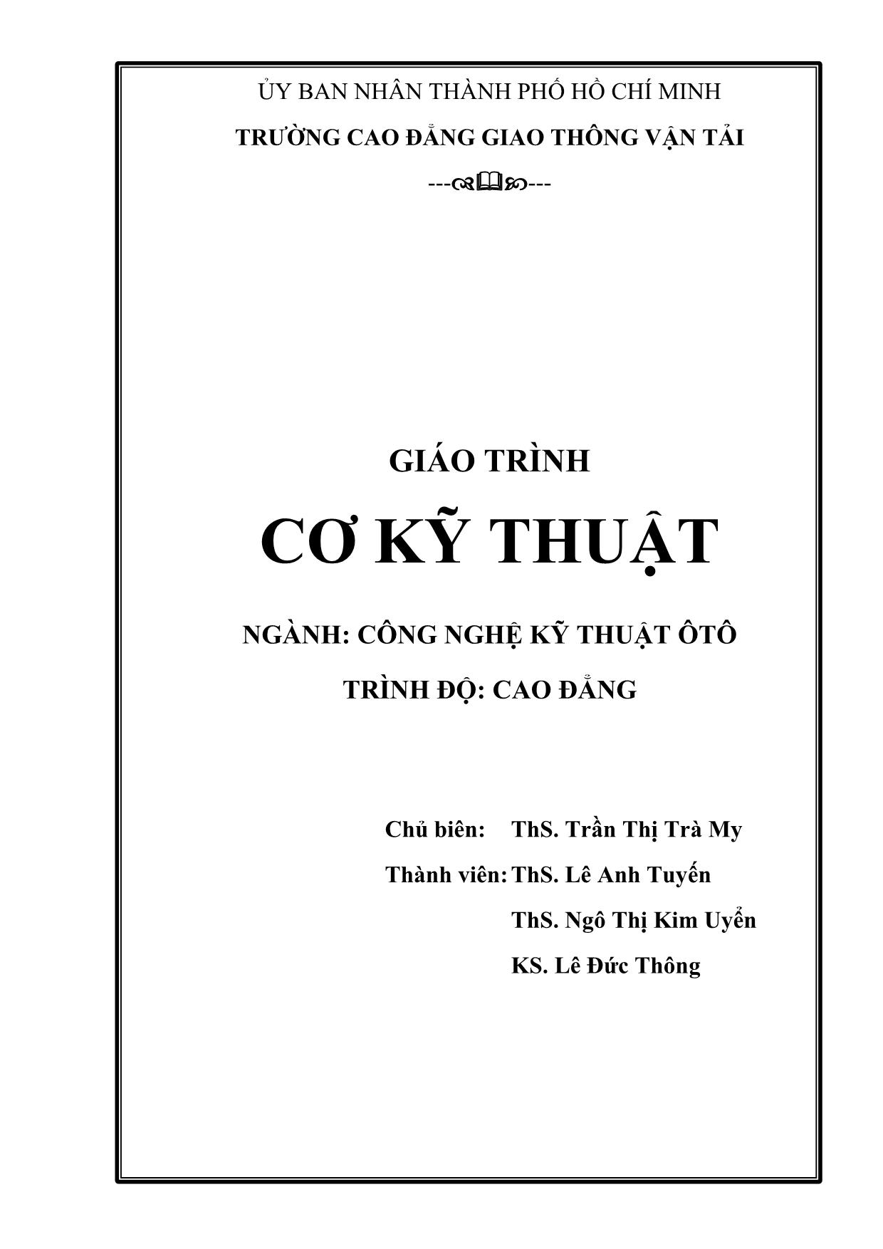 Giáo trình Cơ kỹ thuật - Trần Thị Trà My trang 2