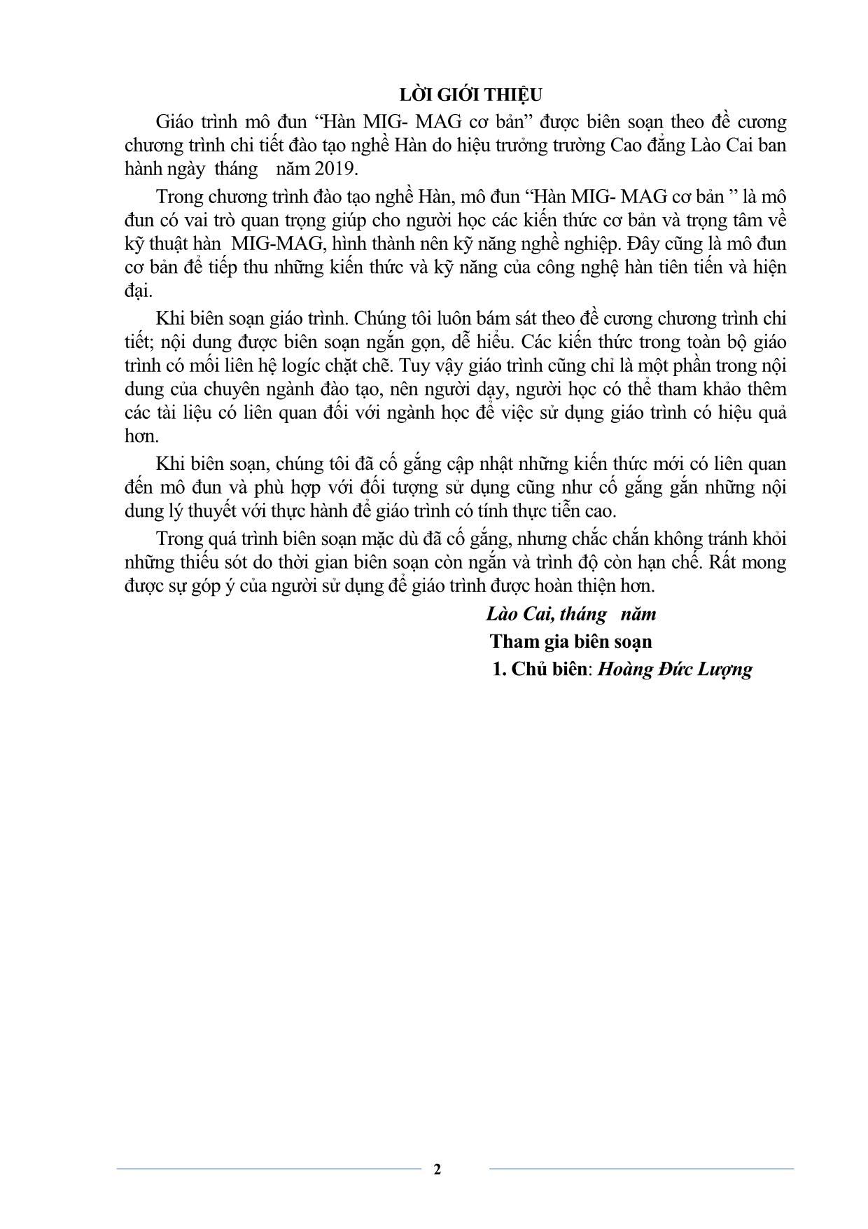Giáo trình Hàn MIG-MAG cơ bản trang 4
