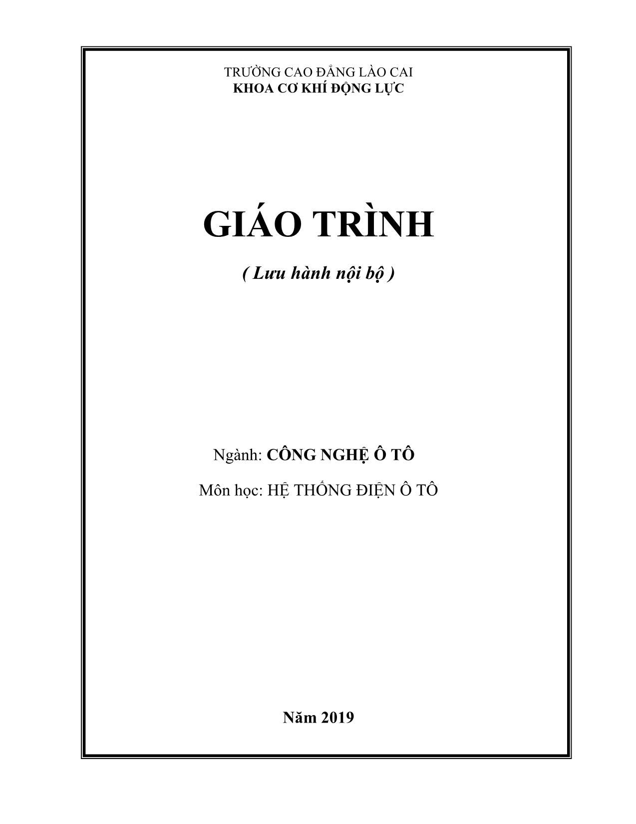 Giáo trình Hệ thống điện ô tô trang 1