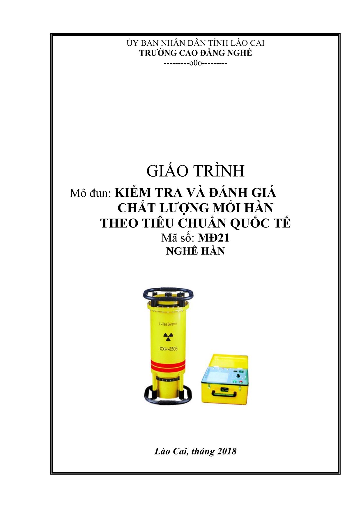 Giáo trình mô đun Kiểm tra và đánh giá chất lượng mối hàn theo tiêu chuẩn quốc tế trang 1