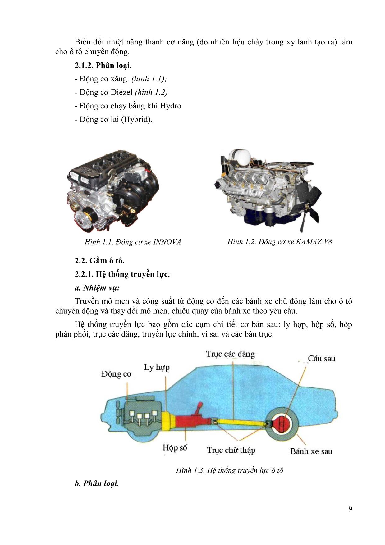 Giáo trình mô đun Kỹ thuật chung về ô tô và công nghệ sửa chữa trang 7