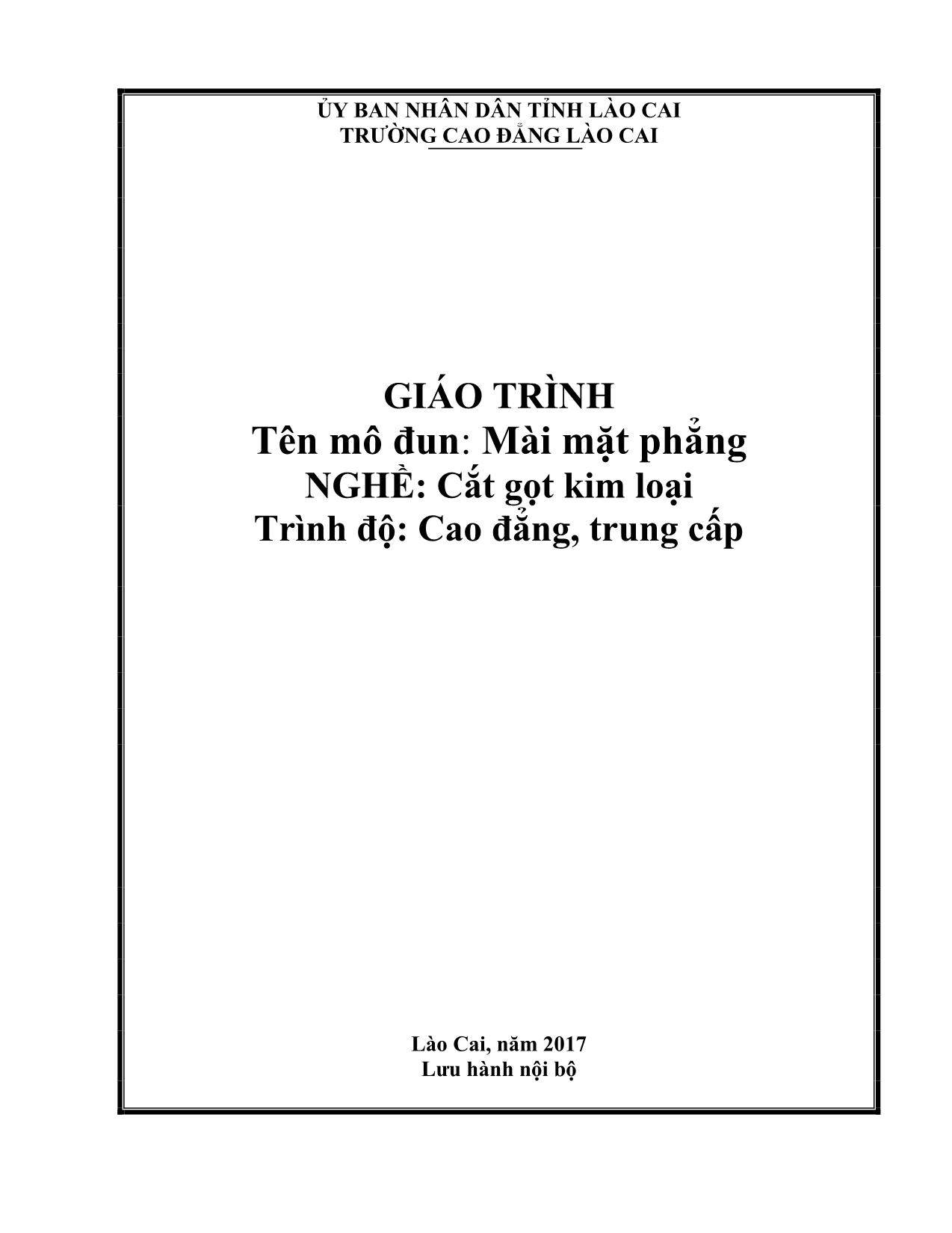 Giáo trình mô đun Mài mặt phẳng trang 1