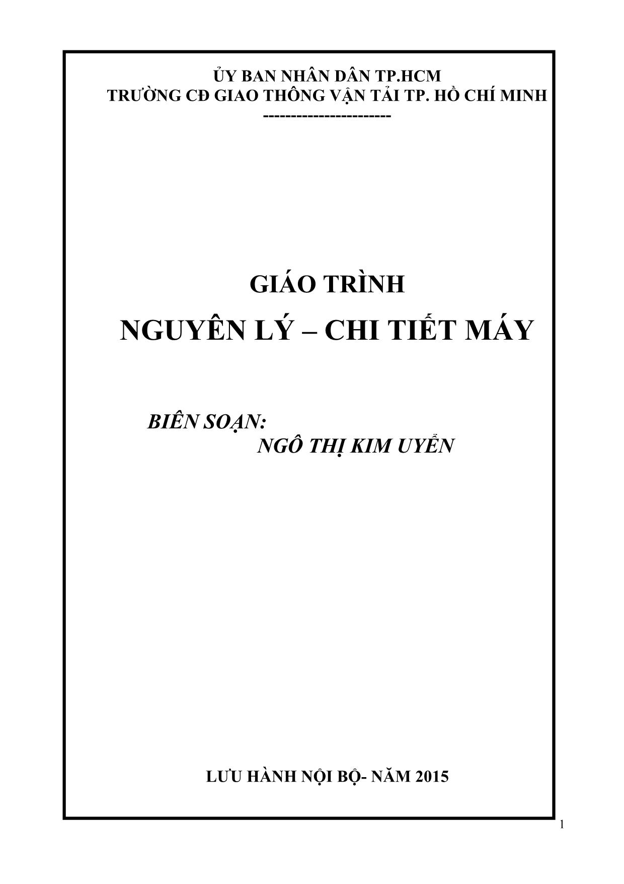 Giáo trình Nguyên lý Chi tiết máy trang 1