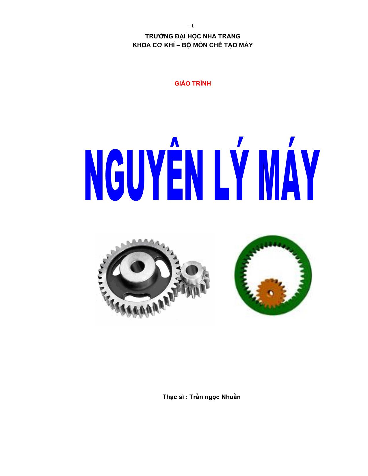 Giáo trình Nguyên lý máy - Trần Ngọc Nhuần trang 1