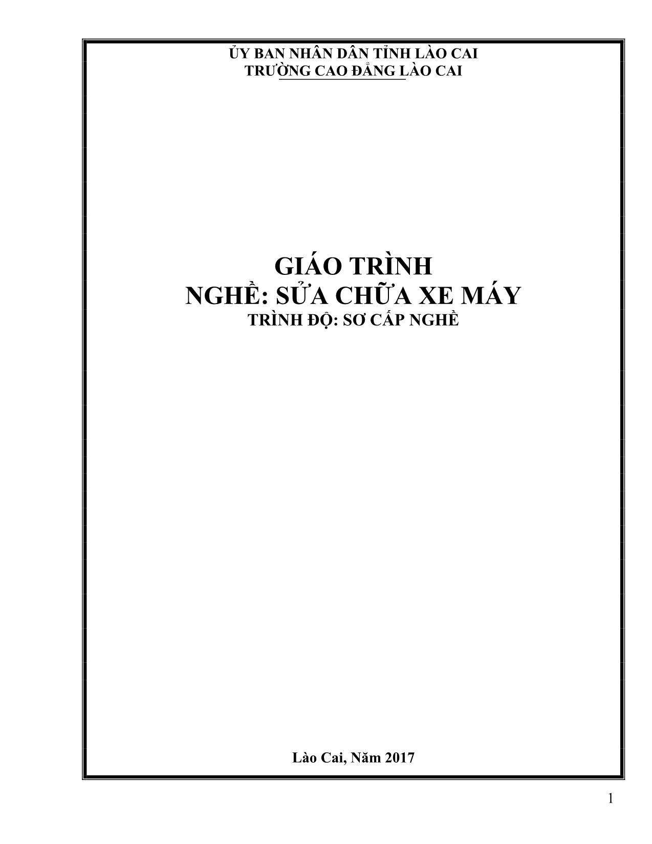 Giáo trình Sửa chữa xe máy trang 1