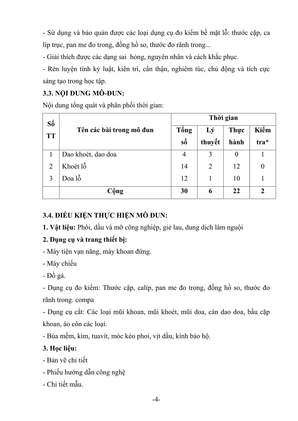 Giáo trình mô đun Khoét & Doa lỗ trên máy tiện trang 4