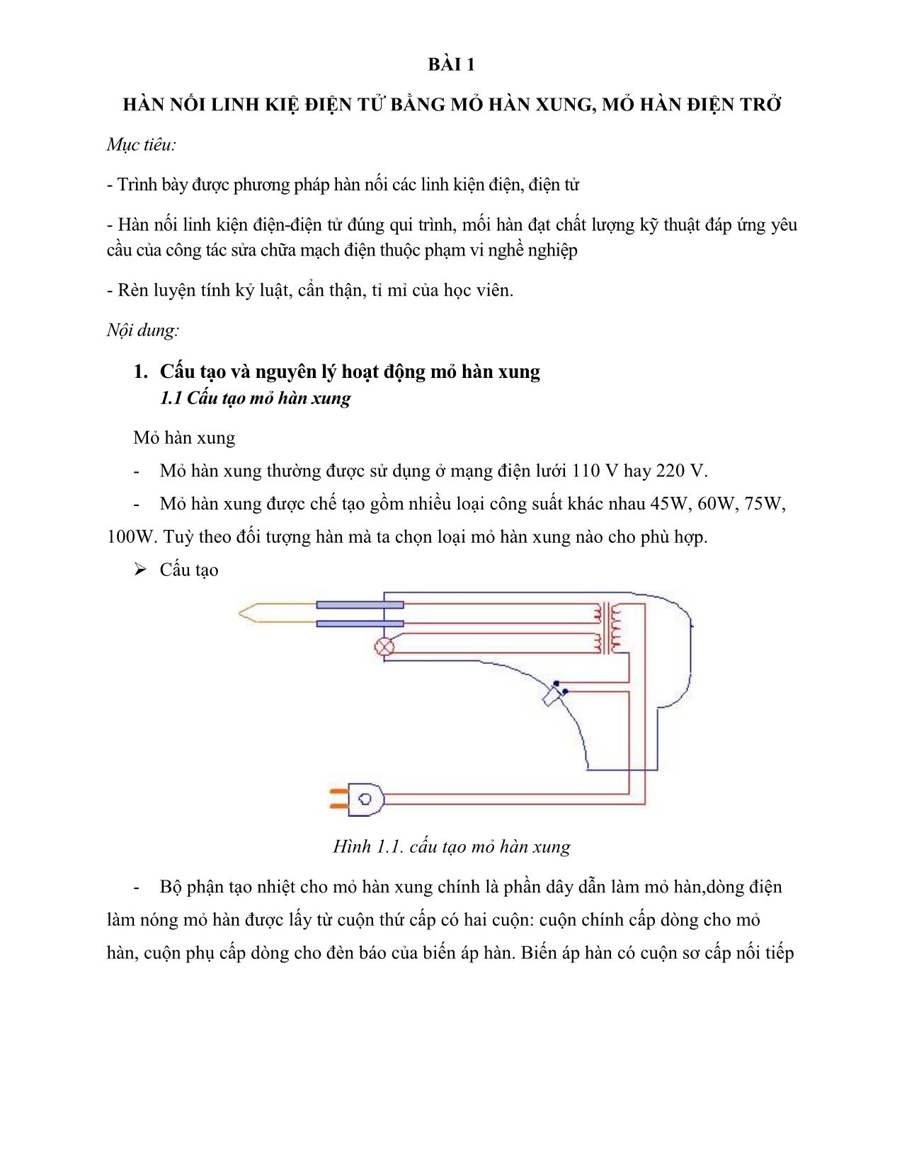 Giáo trình mô đun Thực hành mạch điện cơ bản trang 3