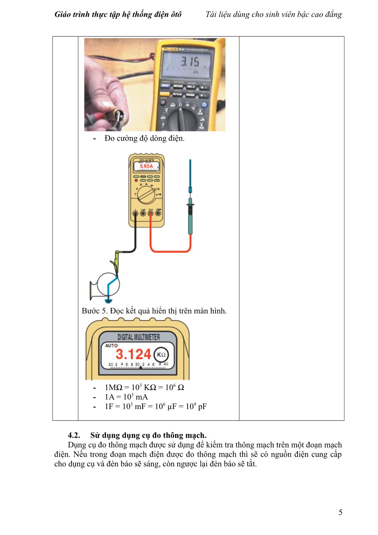 Giáo trình Thực tập hệ thống điện ô tô (Mới) trang 6