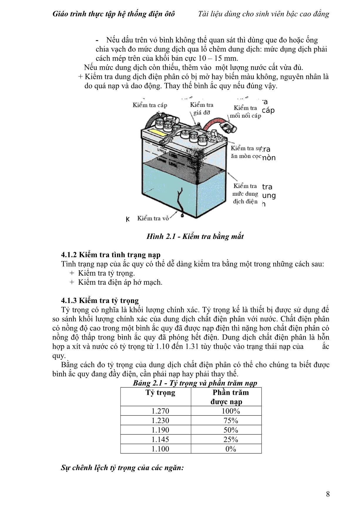 Giáo trình Thực tập hệ thống điện ô tô (Mới) trang 9