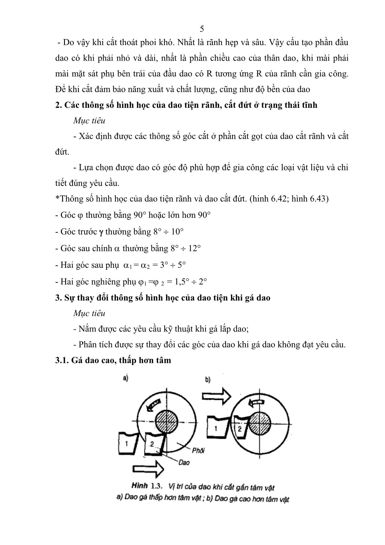 Giáo trình Tiện cắt rãnh, cắt đứt, tiện lỗ nghề cắt gọt kim loại trang 6