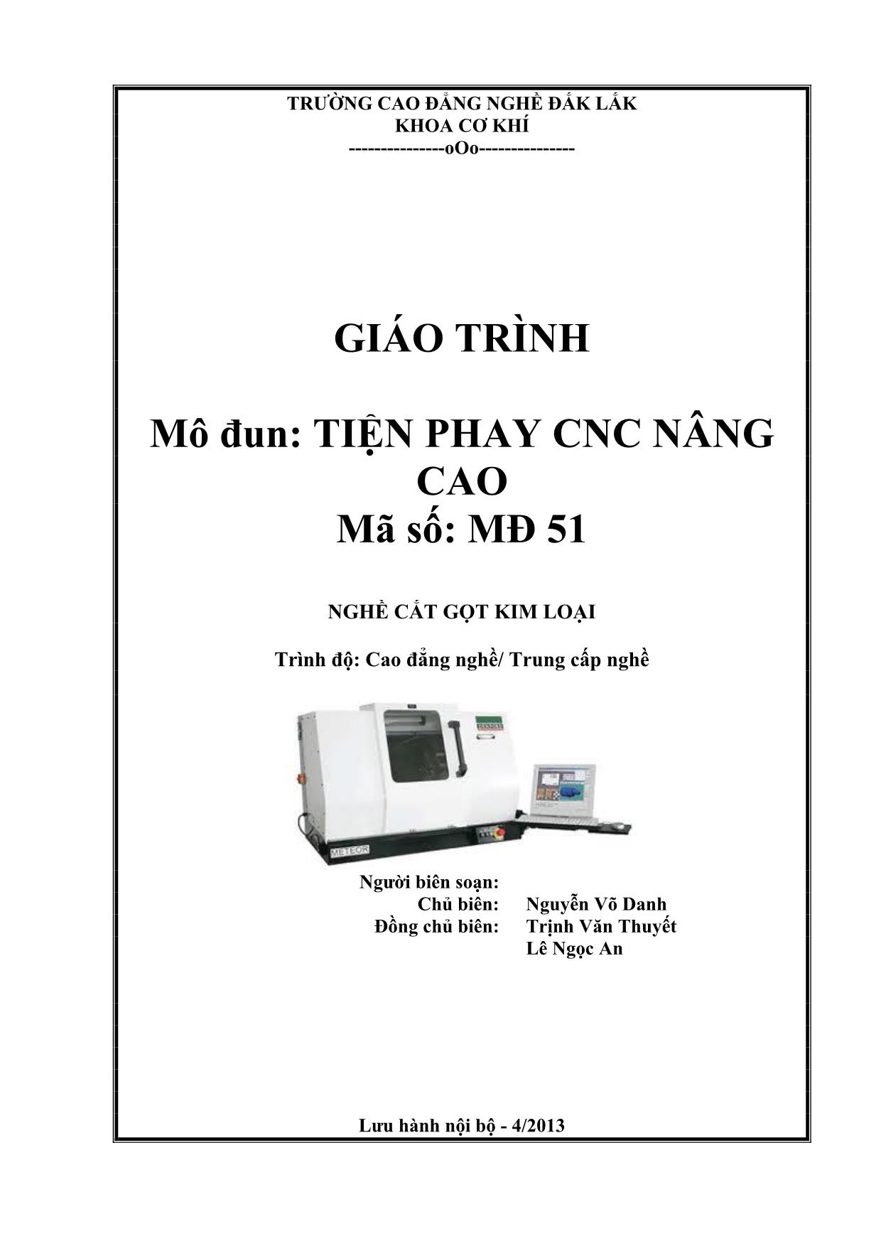 Giáo trình mô đun Tiện phay CNC nâng cao trang 1