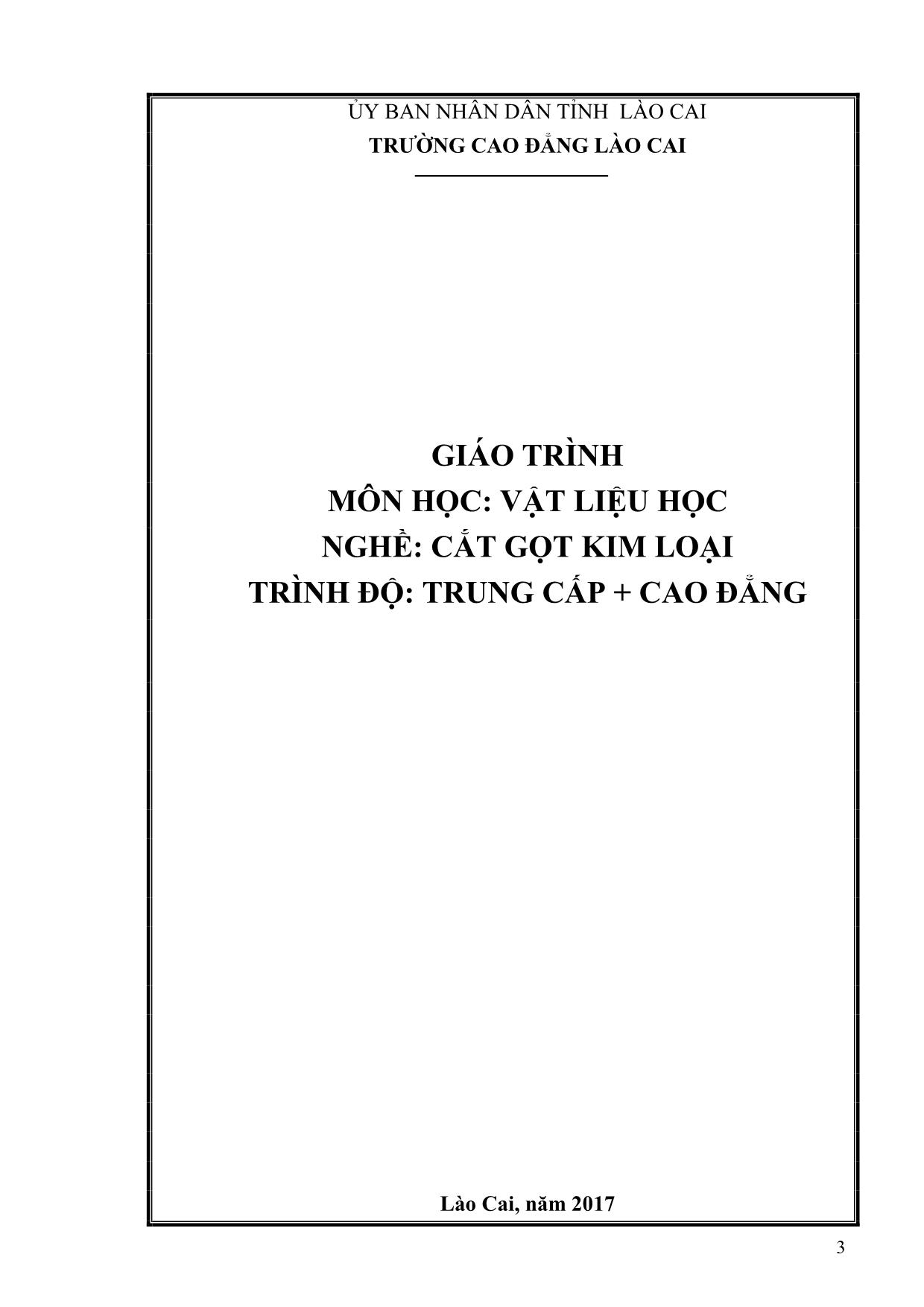 Giáo trình Vật liệu học trang 1