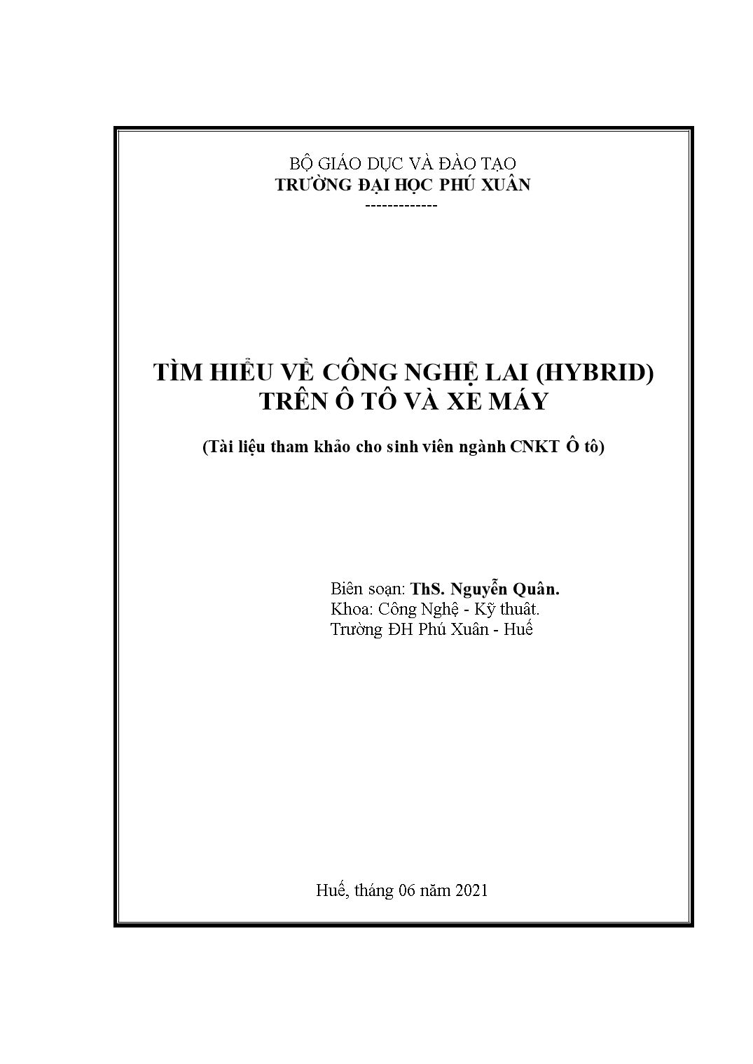 Tài liệu Tìm hiểu về công nghệ lai (Hybrid) trên ô tô và xe máy trang 1