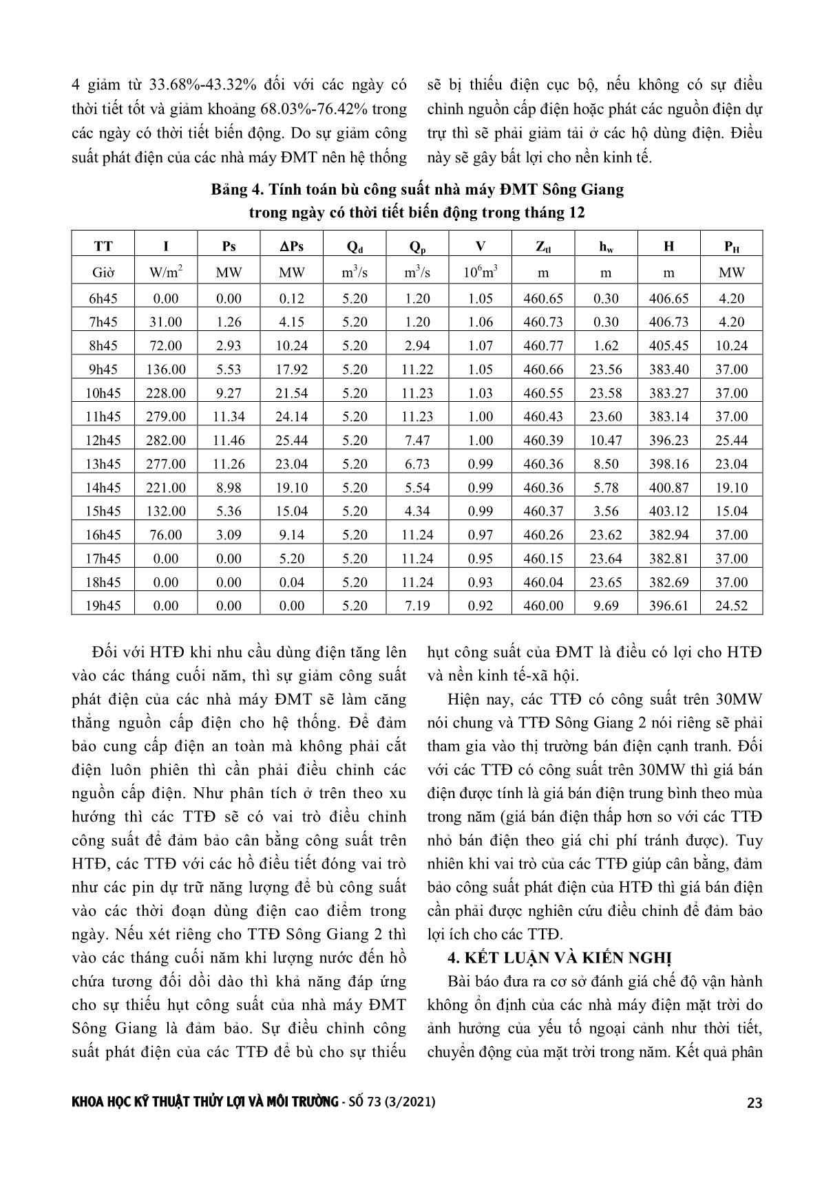 Nghiên cứu cân bằng công suất của nhà máy điện mặt trời bằng khả năng bù công suất của nhà máy thủy điện có hồ điều tiết ngắn hạn trên hệ thống điện trang 6