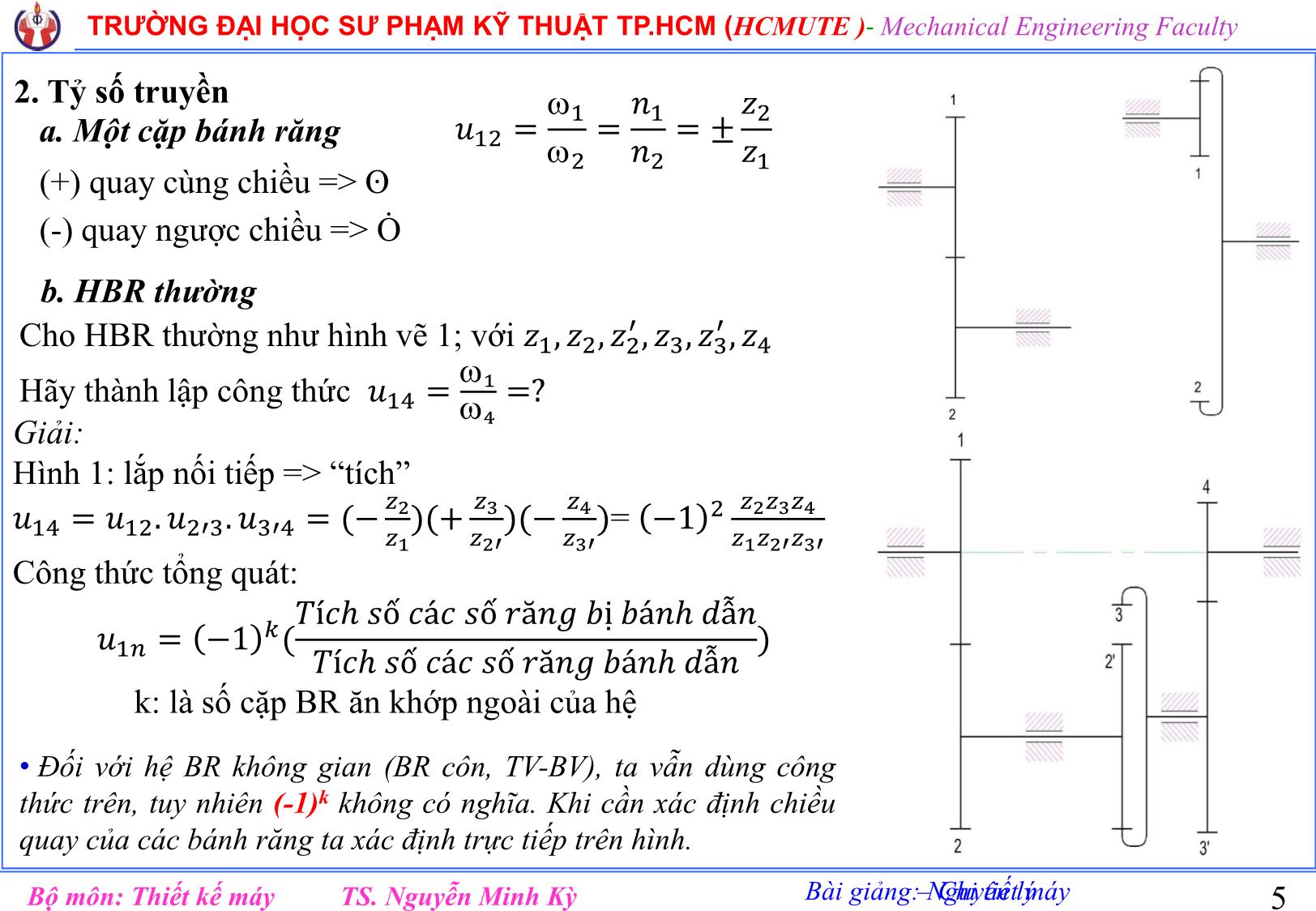 Bài giảng Nguyên lý chi tiết máy - Chương 3: Hệ bánh răng - Nguyễn Minh Kỳ trang 5