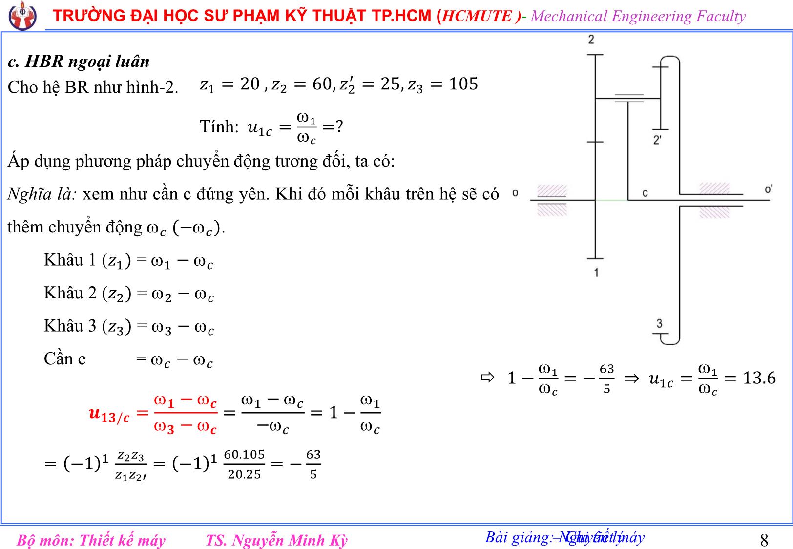 Bài giảng Nguyên lý chi tiết máy - Chương 3: Hệ bánh răng - Nguyễn Minh Kỳ trang 8