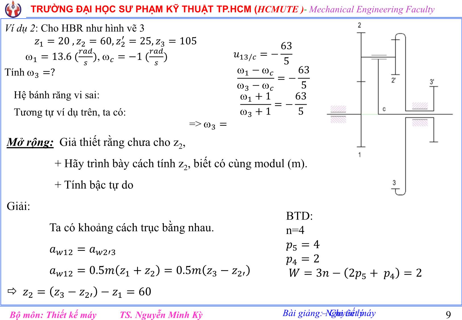 Bài giảng Nguyên lý chi tiết máy - Chương 3: Hệ bánh răng - Nguyễn Minh Kỳ trang 9