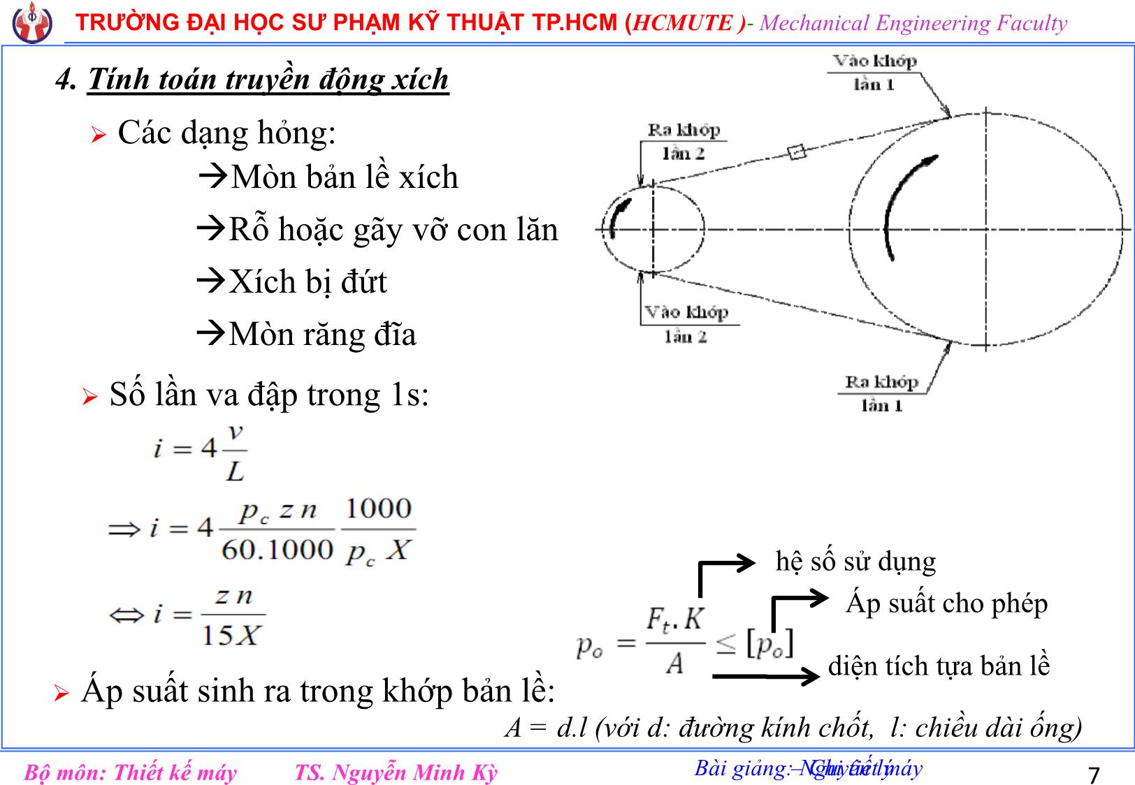 Bài giảng Nguyên lý chi tiết máy - Chương 9: Truyền động xích - Nguyễn Minh Kỳ trang 7