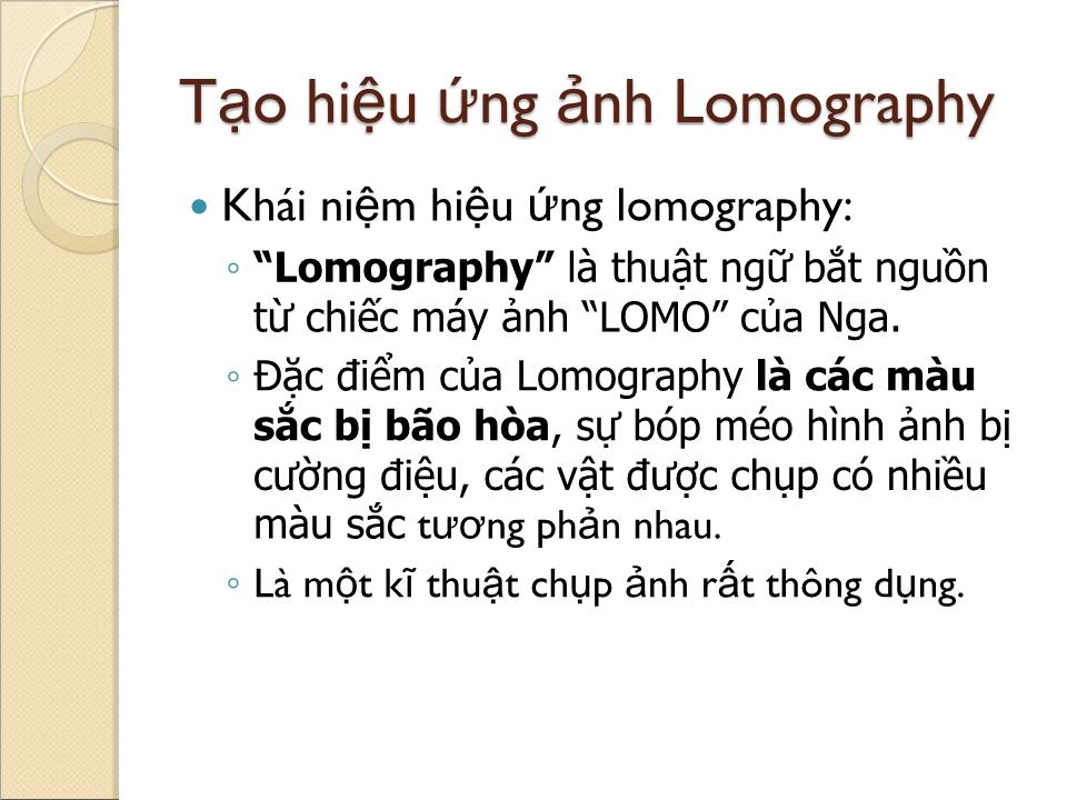 Bài giảng Các hiệu ứng thông dụng trên ảnh màu - Dương Trọng Đính trang 5