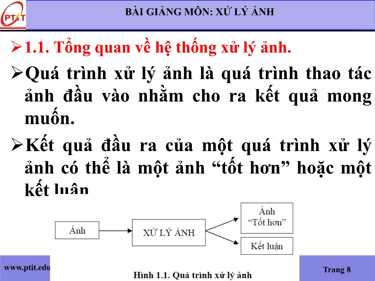 Bài giảng Xử lý ảnh - Chương 1: Nhập môn xử lý ảnh - Trần Thúy Hà trang 8