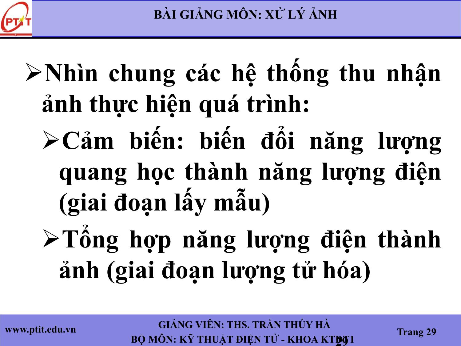 Bài giảng Xử lý ảnh - Chương 2: Thu nhận ảnh - Trần Thúy Hà trang 4