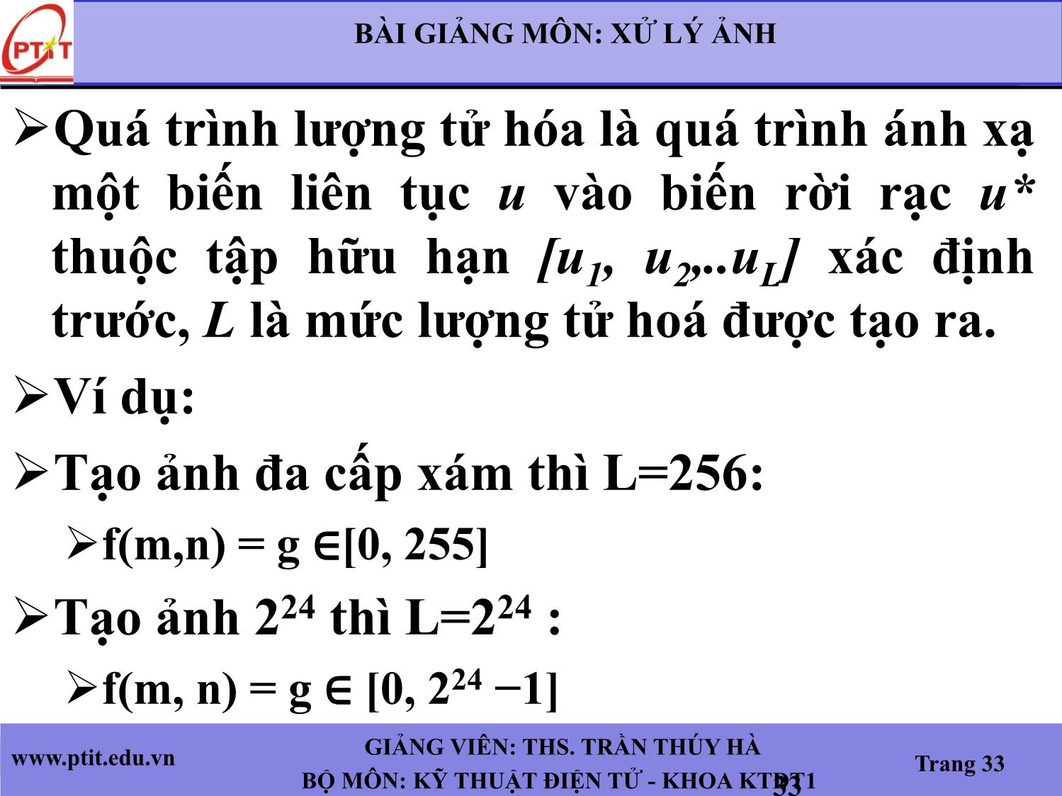 Bài giảng Xử lý ảnh - Chương 2: Thu nhận ảnh - Trần Thúy Hà trang 8