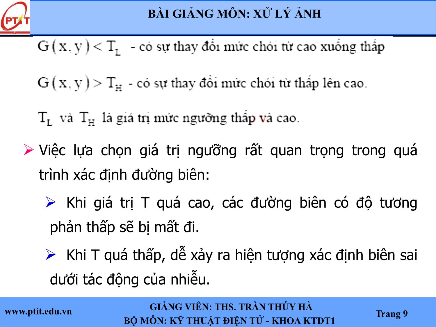 Bài giảng Xử lý ảnh - Chương 4: Các phương pháp phát hiện biên - Trần Thúy Hà trang 7