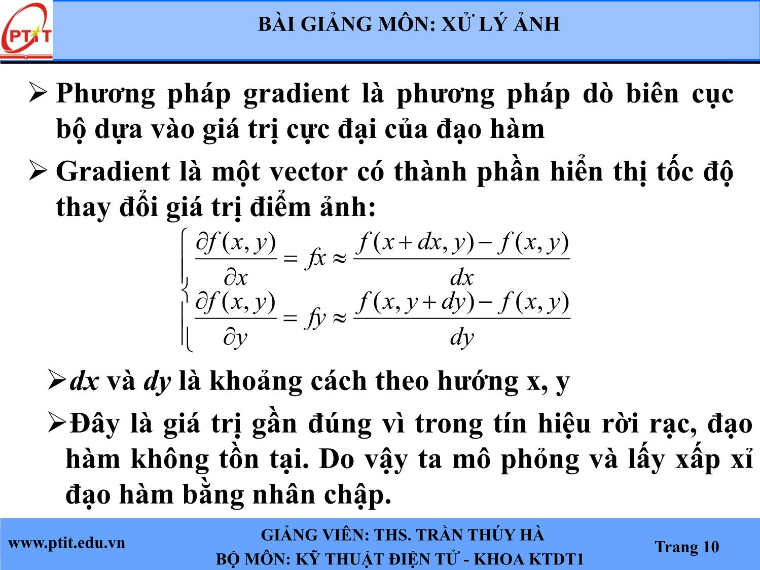 Bài giảng Xử lý ảnh - Chương 4: Các phương pháp phát hiện biên - Trần Thúy Hà trang 8