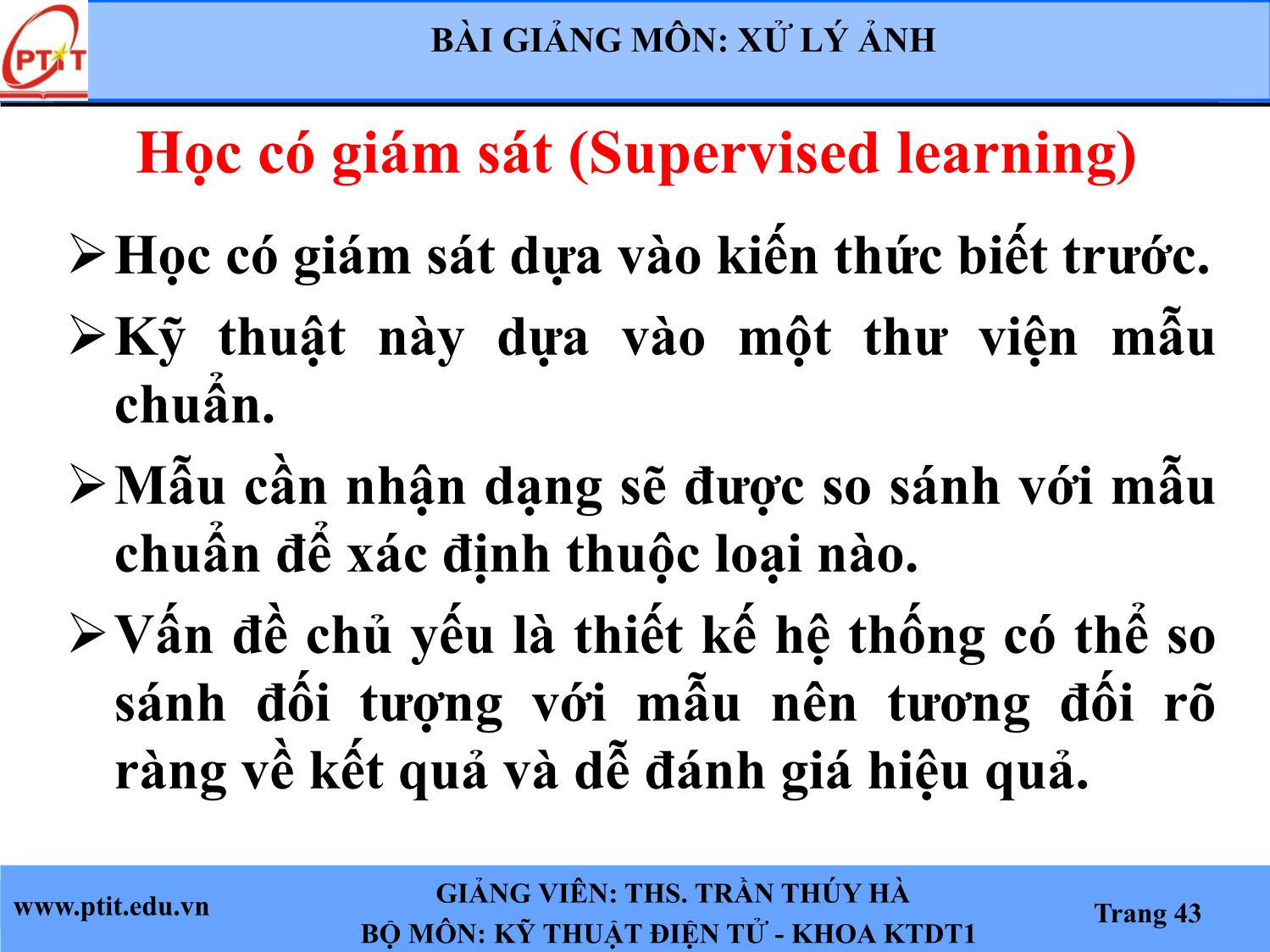 Bài giảng Xử lý ảnh - Chương 6: Nhận dạng ảnh - Trần Thúy Hà trang 4