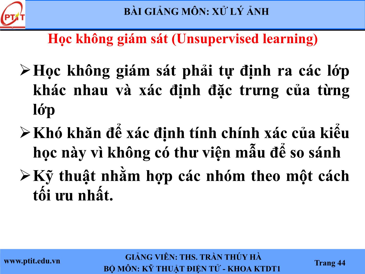 Bài giảng Xử lý ảnh - Chương 6: Nhận dạng ảnh - Trần Thúy Hà trang 5