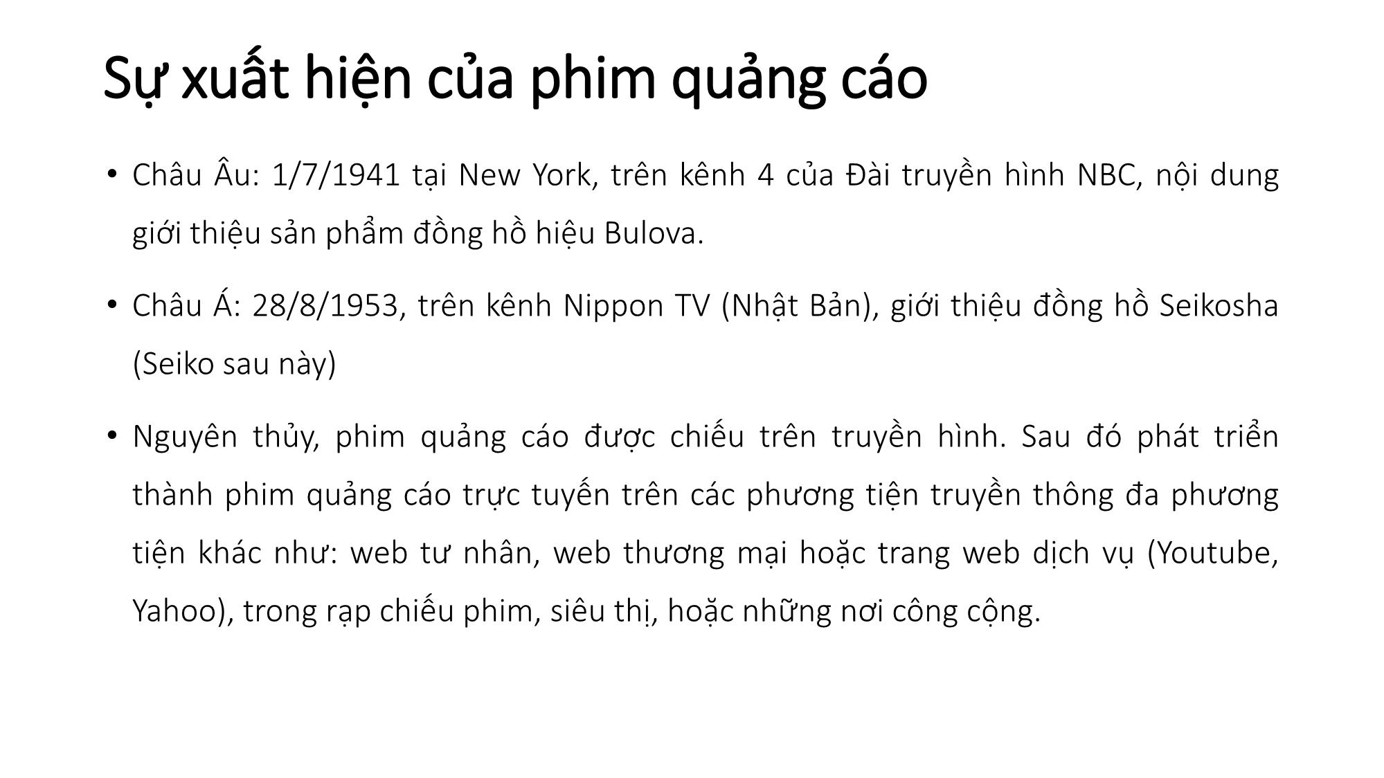 Bài giảng Quay phim quảng cáo - Chương 4: Khái quát chung về quay phim quảng cáo trang 5