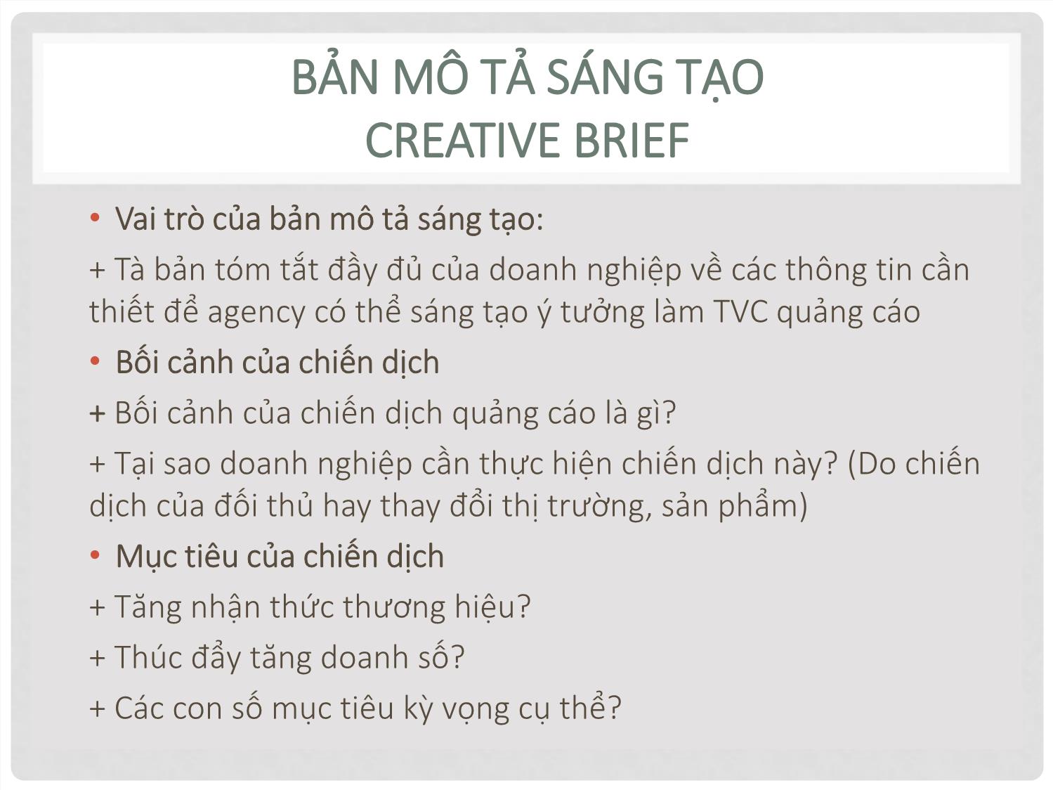 Bài giảng Quay phim quảng cáo - Chương 6: Sáng tạo thông điệp phim quảng cáo trang 5