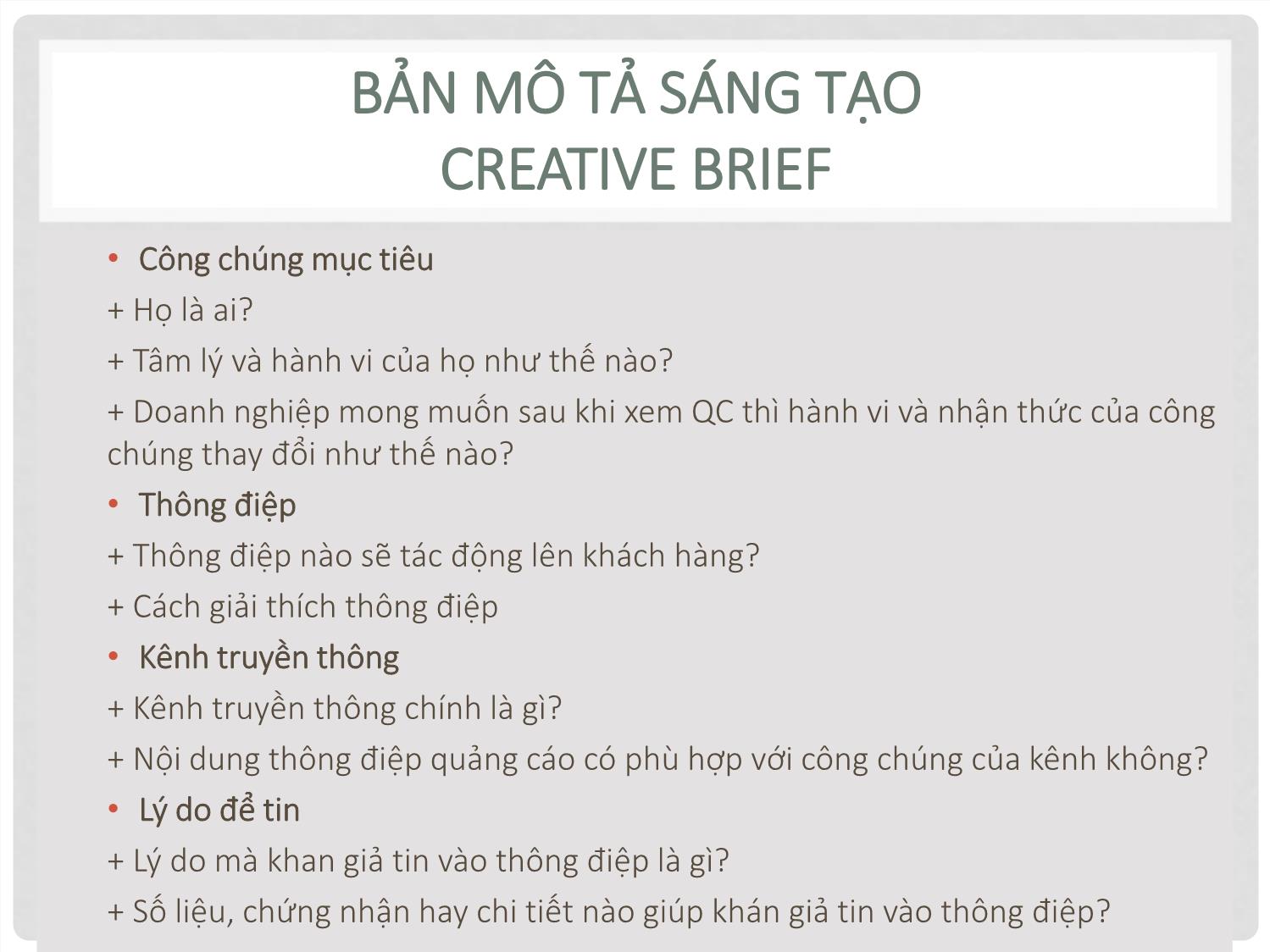 Bài giảng Quay phim quảng cáo - Chương 6: Sáng tạo thông điệp phim quảng cáo trang 6