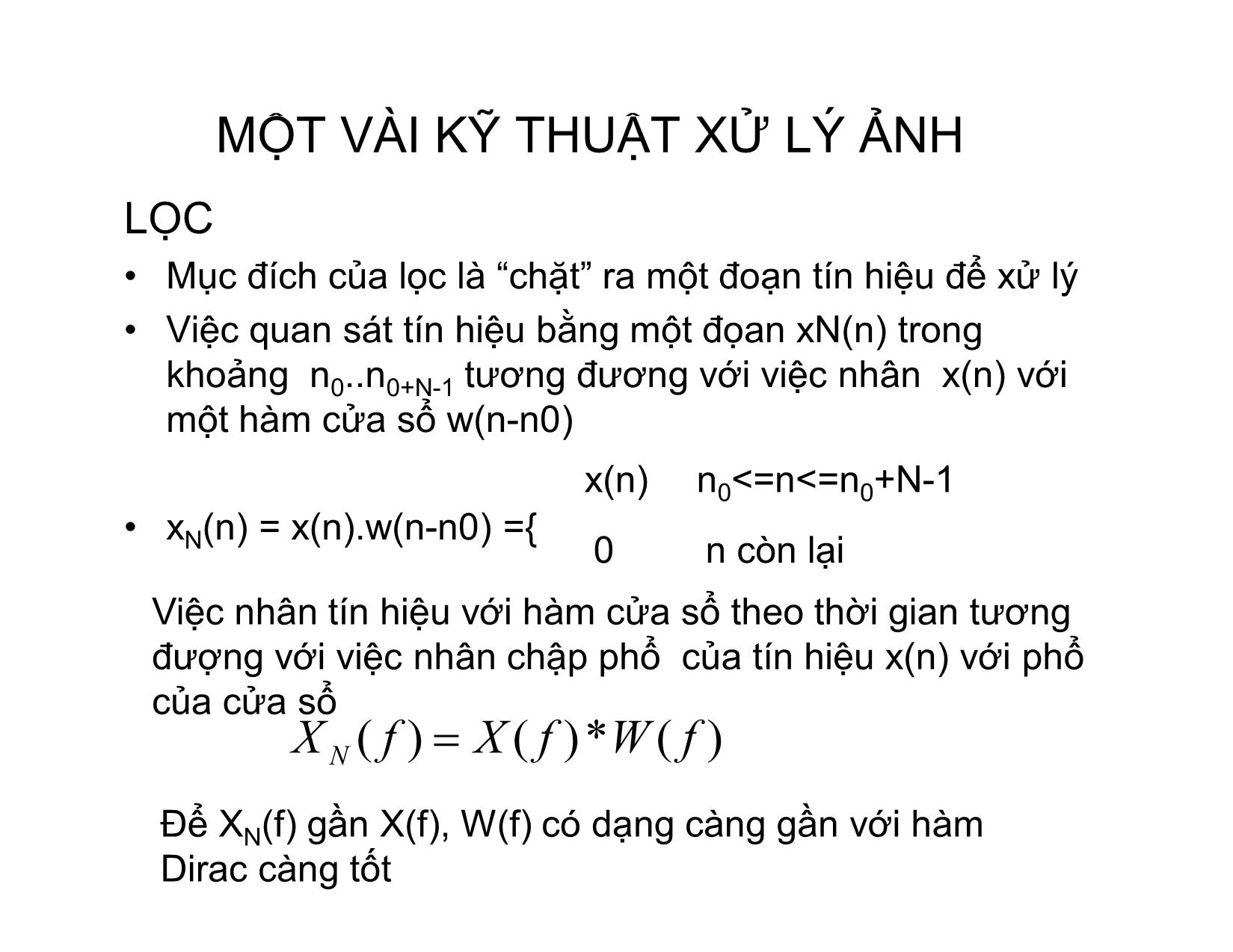 Bài giảng Một vài kỹ thuật xử lý ảnh trang 1