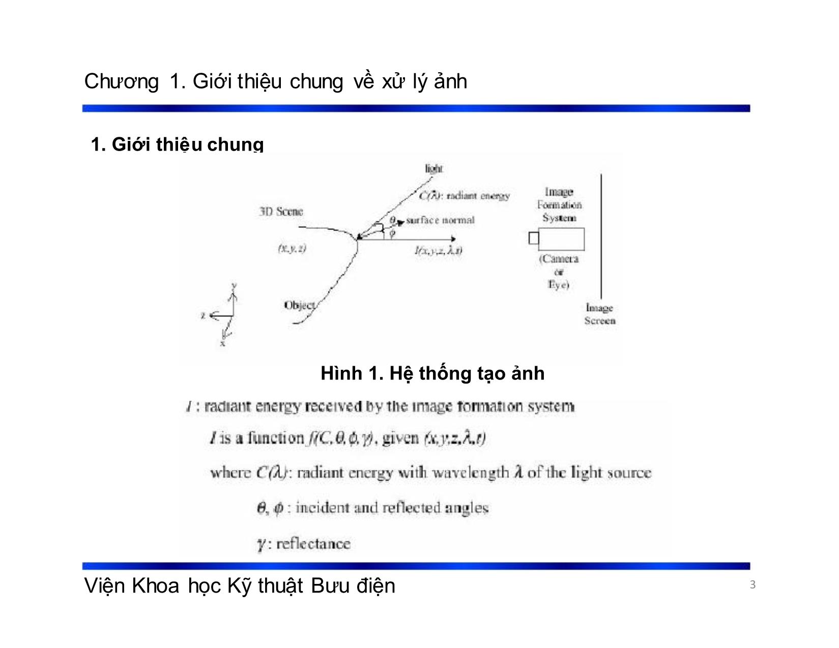 Bài giảng Xử lý tín hiệu và mã hóa - Chương 1: Giới thiệu chung về xử lý ảnh - Phạm Việt Hà trang 3