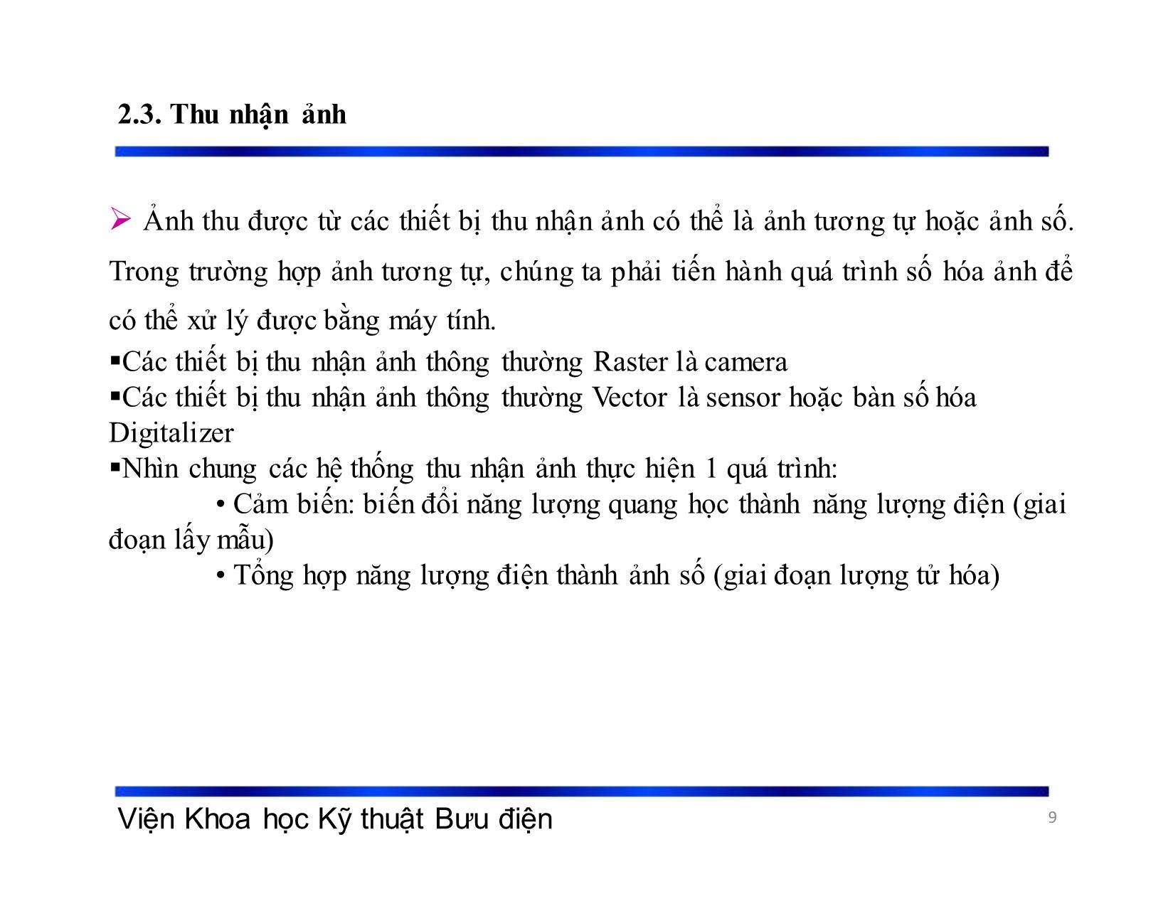 Bài giảng Xử lý tín hiệu và mã hóa - Chương 2: Thu nhận và biểu diễn - Phạm Việt Hà trang 9