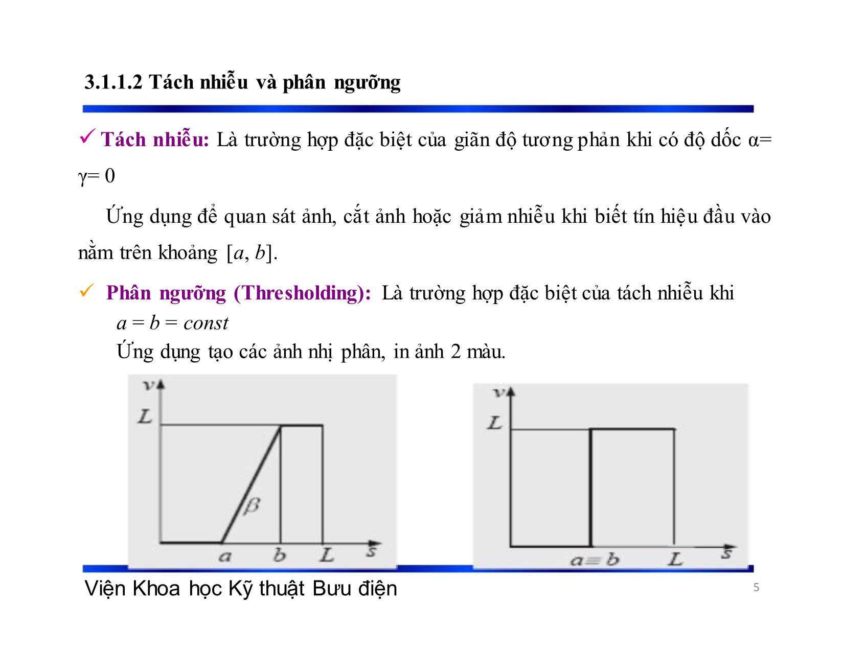 Bài giảng Xử lý tín hiệu và mã hóa - Chương 3: Xử lý và nâng cao chất lượng ảnh - Phạm Việt Hà trang 5