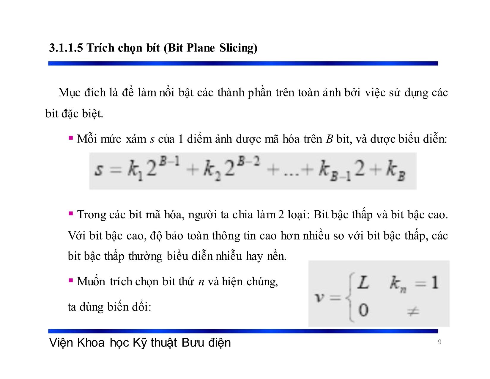 Bài giảng Xử lý tín hiệu và mã hóa - Chương 3: Xử lý và nâng cao chất lượng ảnh - Phạm Việt Hà trang 9