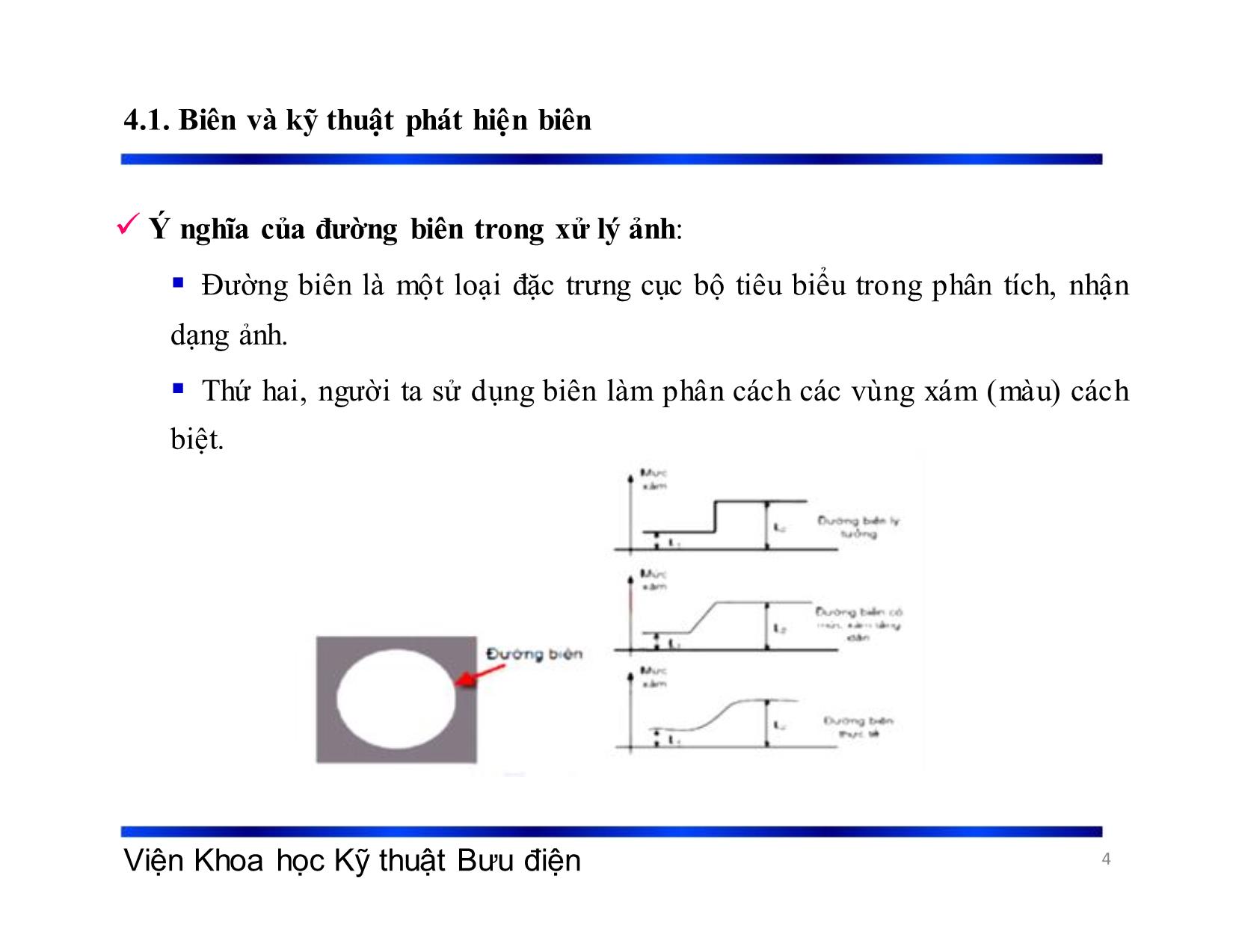 Bài giảng Xử lý tín hiệu và mã hóa - Chương 4: Phát hiện biên và phân vùng ảnh - Phạm Việt Hà trang 4