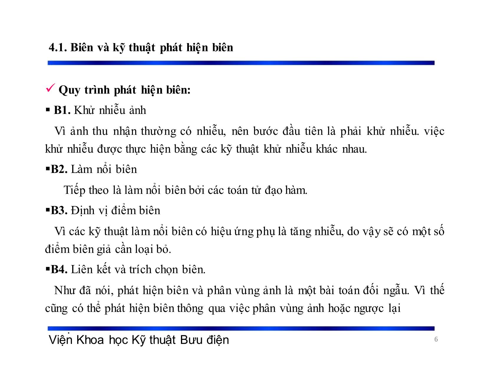 Bài giảng Xử lý tín hiệu và mã hóa - Chương 4: Phát hiện biên và phân vùng ảnh - Phạm Việt Hà trang 6