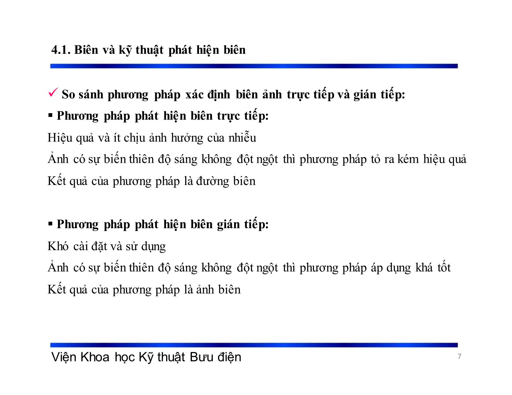 Bài giảng Xử lý tín hiệu và mã hóa - Chương 4: Phát hiện biên và phân vùng ảnh - Phạm Việt Hà trang 7