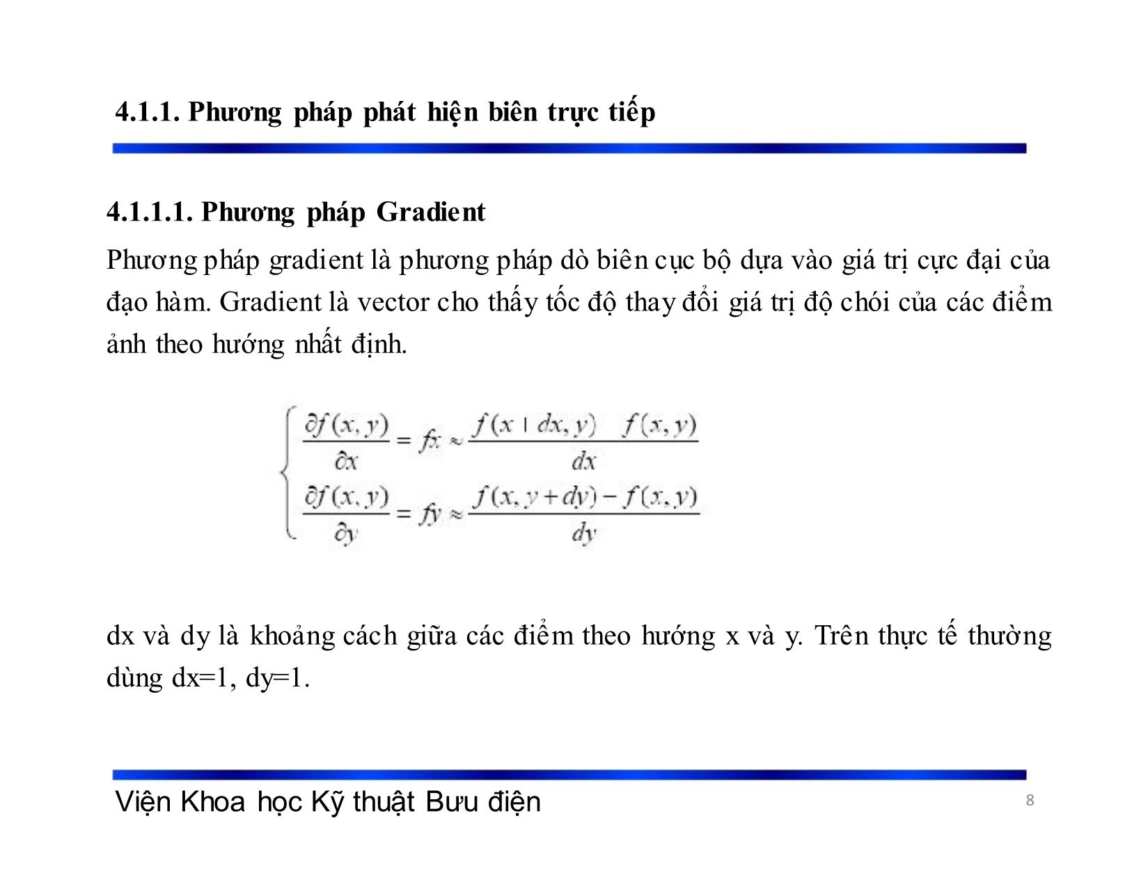 Bài giảng Xử lý tín hiệu và mã hóa - Chương 4: Phát hiện biên và phân vùng ảnh - Phạm Việt Hà trang 8