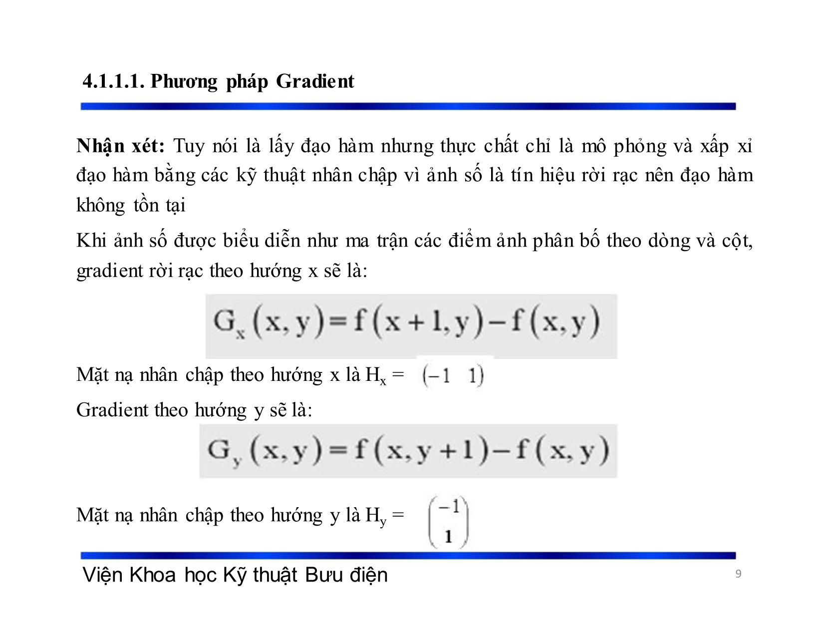 Bài giảng Xử lý tín hiệu và mã hóa - Chương 4: Phát hiện biên và phân vùng ảnh - Phạm Việt Hà trang 9