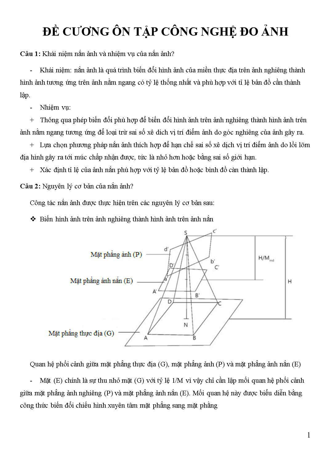 Đề cương ôn tập Công nghệ đo ảnh trang 1