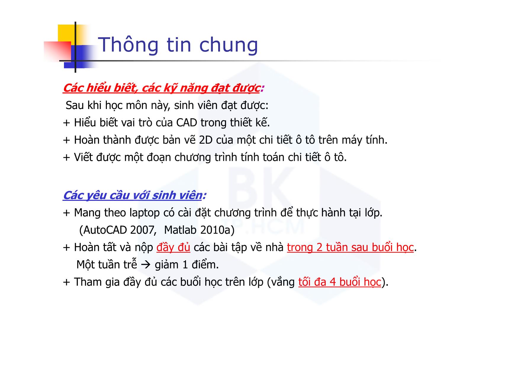 Bài giảng CAD ứng dụng trong thiết kế ô tô - Chương mở đầu - Nguyễn Lê Duy Khải trang 4