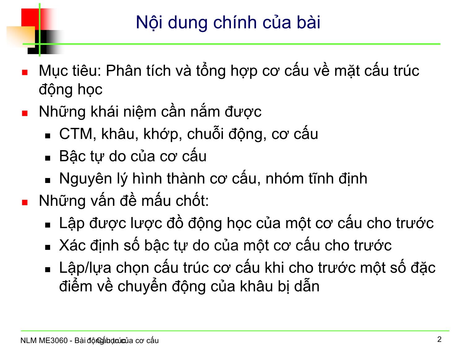 Bài giảng Nguyên lý máy - Bài 1: Cấu trúc động học của cơ cấu trang 3